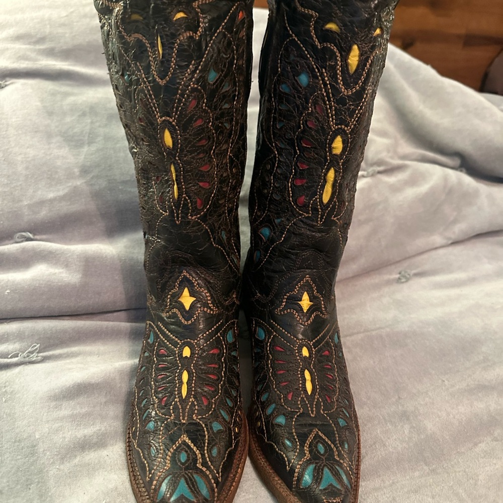 CORRAL Vintage Brown
BUTTERFLY Inlay Leather Western
Boot NEW 7.5 RARE A1928